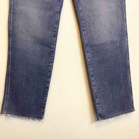 GOOD AMERICAN Blue Raw Distressed Good Curve Straight Leg Denim Jeans Size 6 NWT - Picture 7 of 16